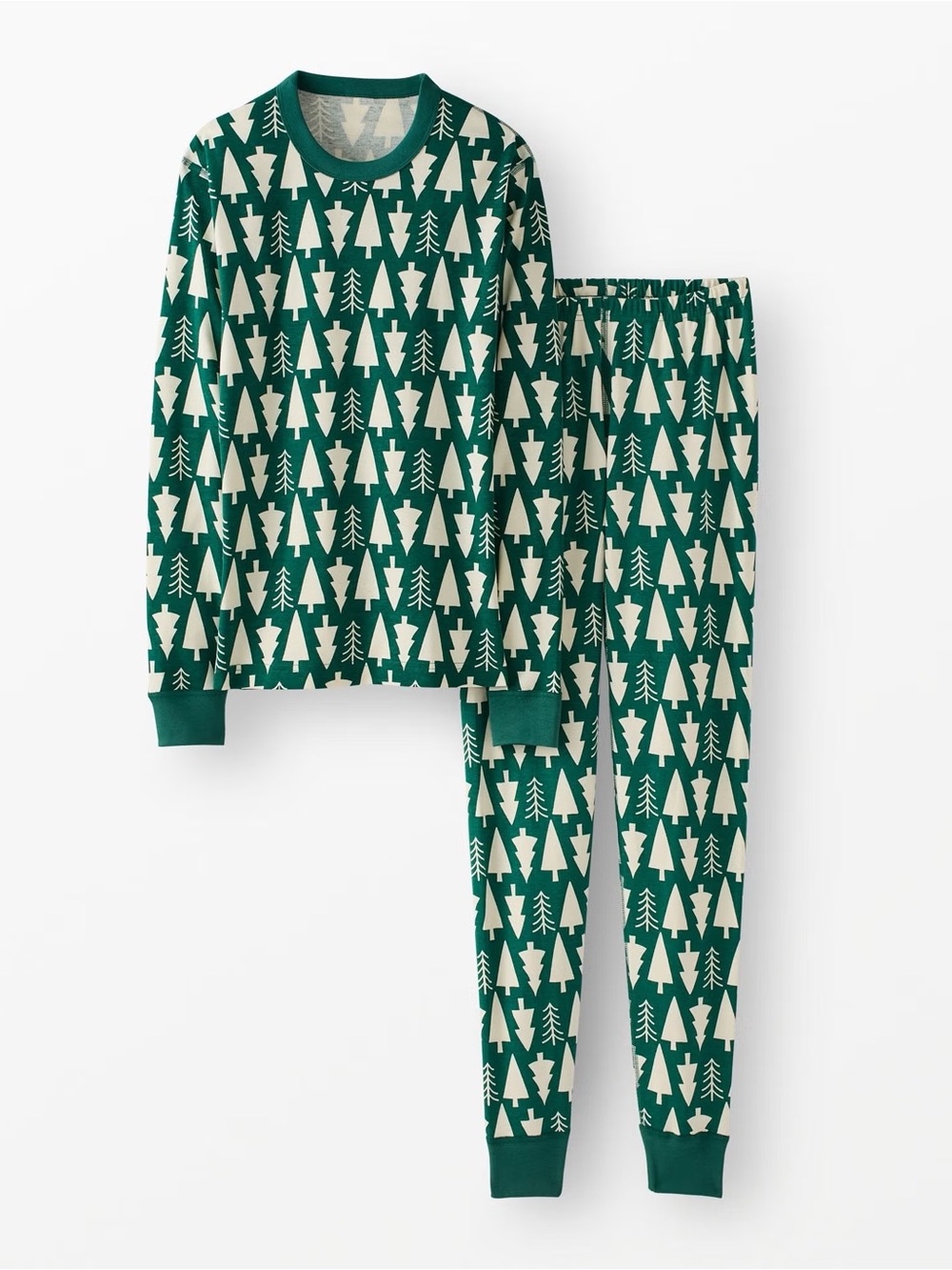 Hanna Andersson Adult Holiday HannaJams Pajama Set Green Trees Size S